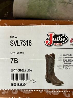 Justin Boots Brown Leather Western Boots SVL7316 Style
